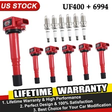 UF400 Ignition Coil & Spark Plug Set For 2003 2005 2006 2008 Honda Pilot 3.5L V6