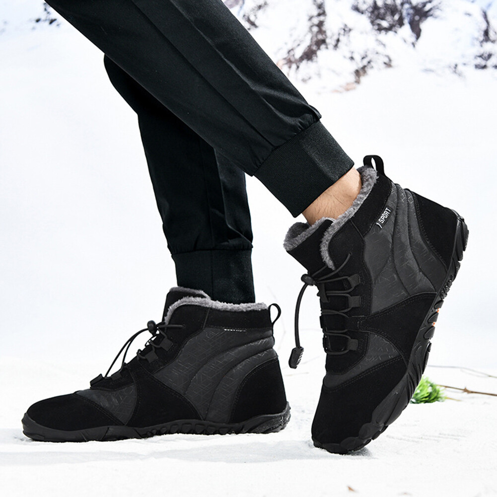 SAOLA Women Men Plush Hiking Boots Non Slip Warm Sporting Shoes Winter Barefoot Boots