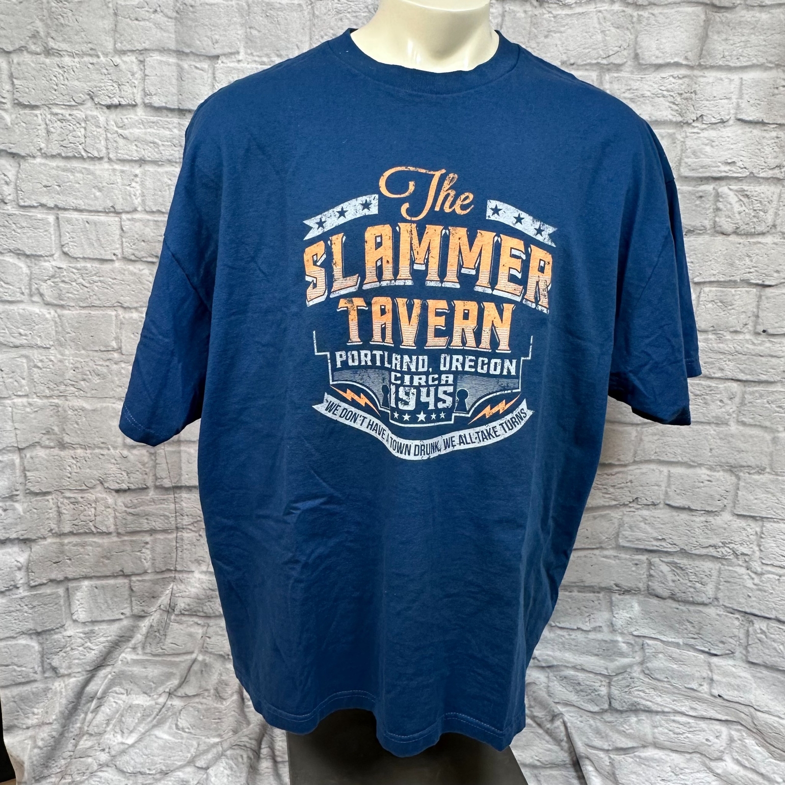 The Slammer Tavern Portland Oregon Dive Bar TShirt Club 3XL Navy Blue