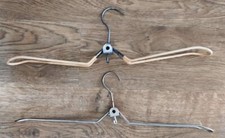 2 Vintage Metal Travel Foldable Clothes Hangers FOLDING w/ Hook collapsible