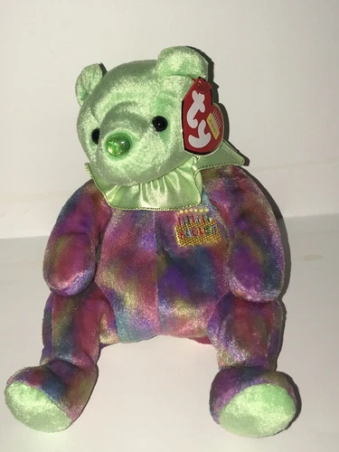 Ty Beanie Baby August the Birthday Bear MWMT Tags Peridot Green Colored Vtg