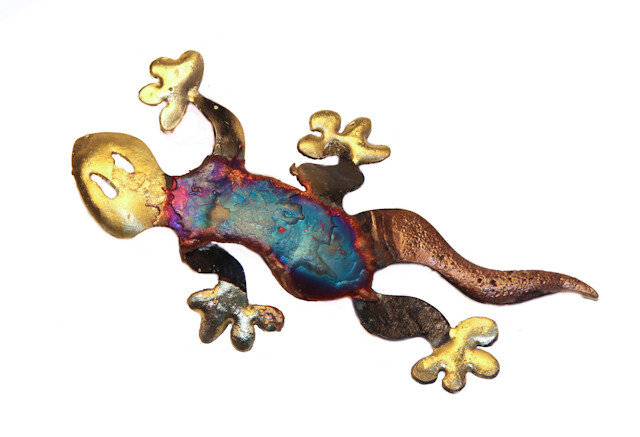 Handmade Recycled metal Small Lizard wall hanging decoration - 10 cm