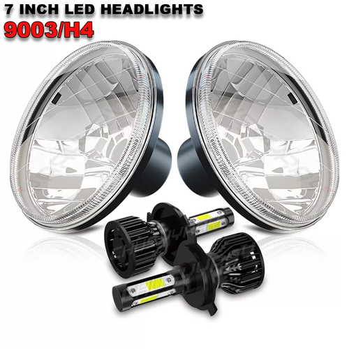 DOT Approved 7" Round LED Headlight For Hummer H1/H2 - Chrome, Hi/Lo Beam