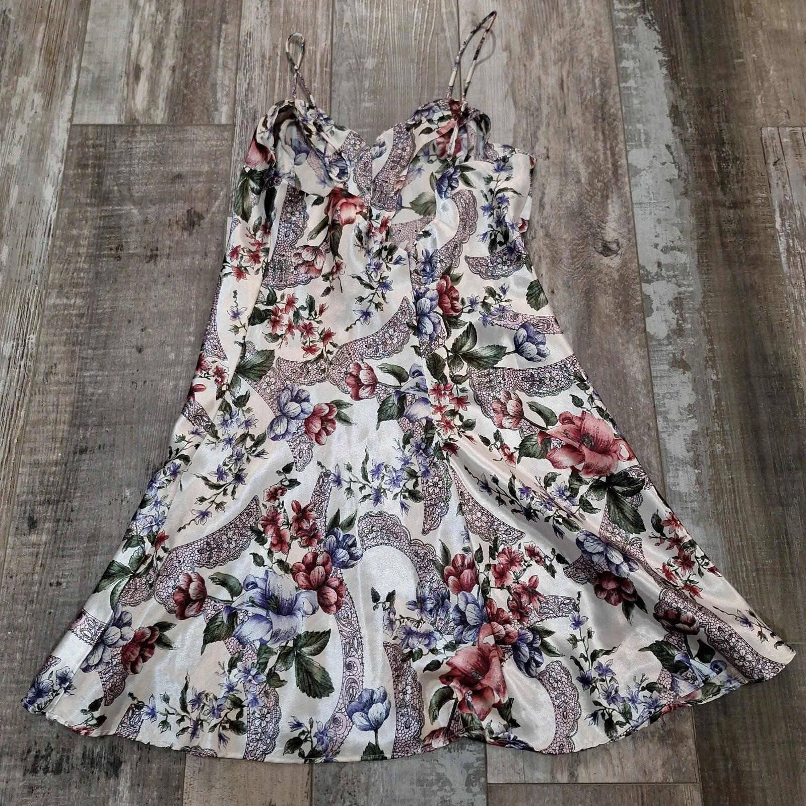 UNDERCOVER Camicia da notte romantica vintage Victoria's Secret silenziosa slip dress negligee raso