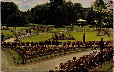 St Stephens Green Dublin Ireland Scenic Downtown Park Chrome Postcard