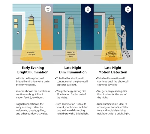 VAXCEL Aberdeen 1-Light 23-in Shiny Black Motion Sensor Outdoor Wall Light - Picture 6 of 6