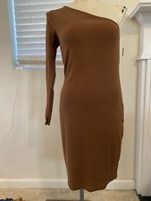 NWT old Navy Women’s XL Brown Fitted One Shoulder Rib Knit Mini Dress