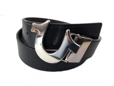 New True Religion Men's Reversible Belt TR303396 Horseshoe TR Nickle Buckle