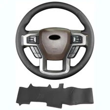 For Ford F150 Raptor 2016-2019 Steering Wheel Cover Hand-Stitching Leather Wrap
