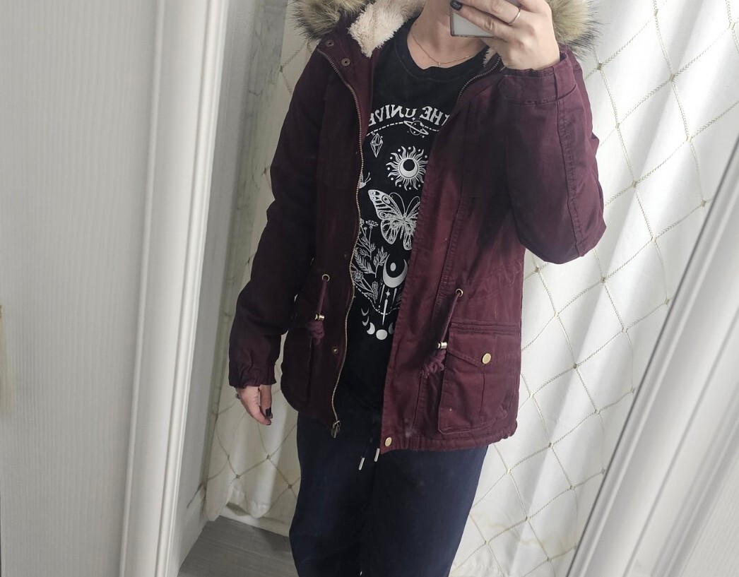 H&M Divided Rose Pink Parka Jacket Coat Size Excellent Condition