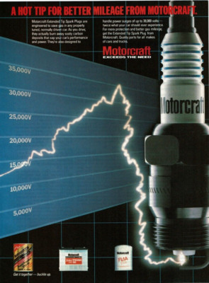1984 Vintage Print Ad Motorcraft Extended Tip Spark Plugs Exceeds The Need Car