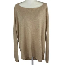 Patrizia Pepe Sweater Siz 1 US L XL ? 100% Cashmere Boat Neck Beige Wheat Luxury