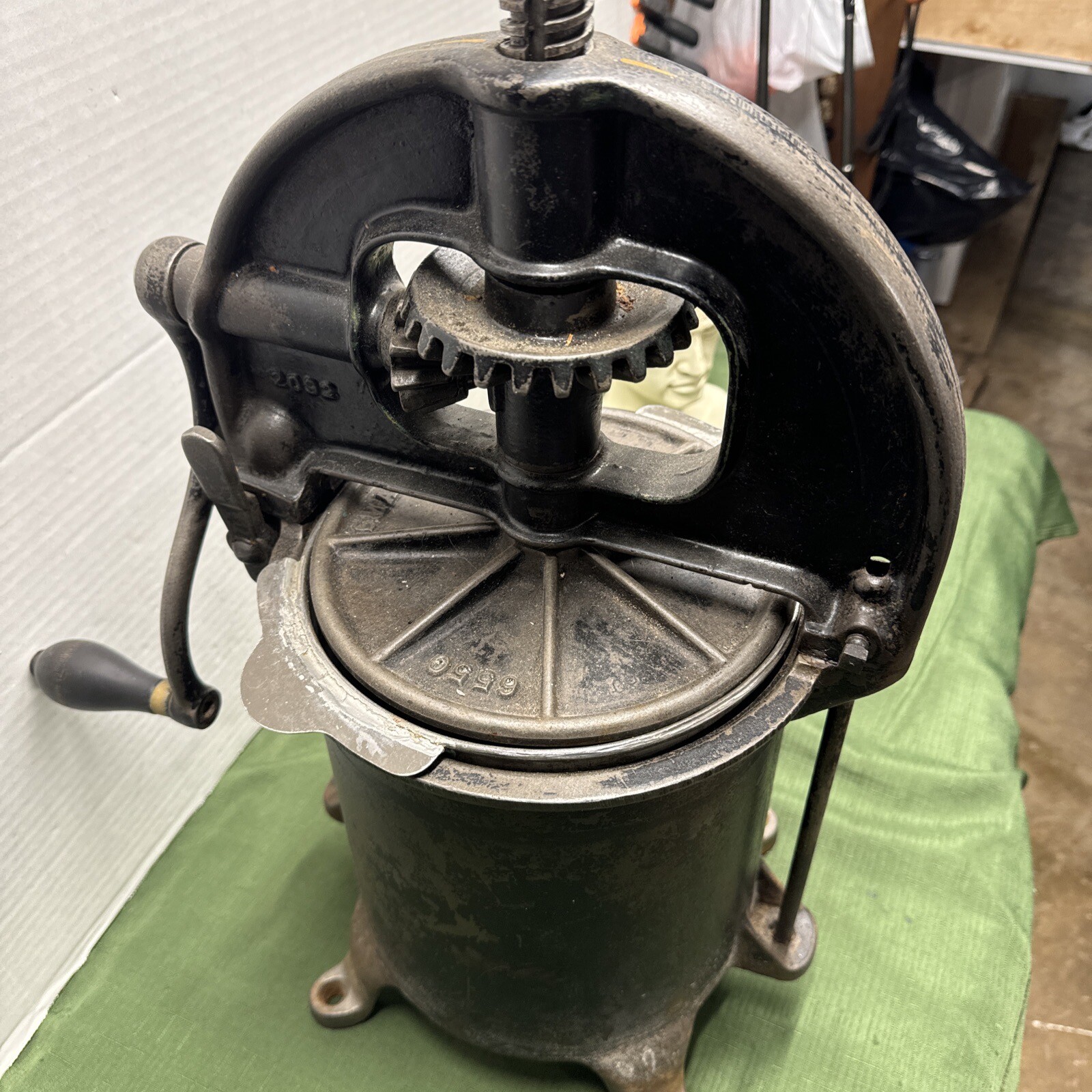 Antique Cast Iron Enterprise Sausage stuffer / fruit press with small