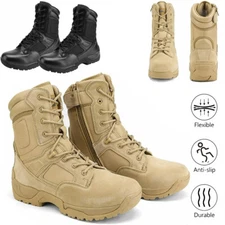 Men's Military Tactical Work Boots Hiking Motorcycle Outdoor Combat Bootie Shoes