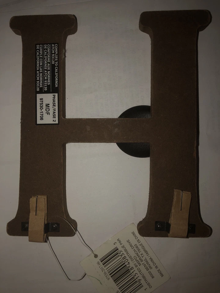 Ashland Holiday BOHO Wooden Rustic Letter H Wall Decoration white gold Color NWT - Image 4 of 4