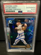 Dylan Lesko autograph signed 2022 1st Bowman baseball card PSA SLAB Padres b