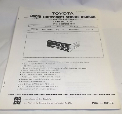 Matsushita Toyota CRESSIDA Digital AM-FM MPX Radio 86120-22480