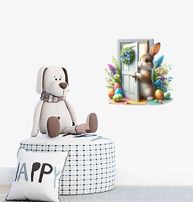 Ostern guckt Hase Kaninchen Blumen Ei Wandbild Van Vinyl Aufkleber Abziehbilder a9947