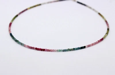 Wunderschöne Turmalin Kette Edelsteinkette facettiert Kugel Bunt Collier 45 cm - Bild 1 von 4