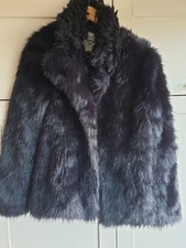 Vintage Bellfield Black Faux Fur Womens Jacket Size Xs 8
