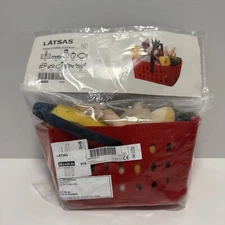 Ikea Latsas Kids Play Soft Food Red Kitchen Basket 11 pcs set Felt Fabric New