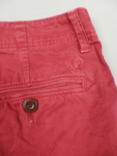American Eagle Chino Shorts Men 30 Olive Green Red Stretch Longer Length Preppy - Picture 15 of 22