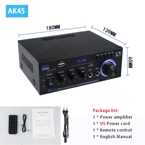 Amplificatore Digitale Sound Bluetooth 2 Canali HiFi Stereo AMP FM USB Telecomando - Foto 26 di 29