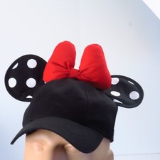 Disney Parks Minnie Mouse Black Red White Polka Dot Bow Ears Hat Snapback Hat