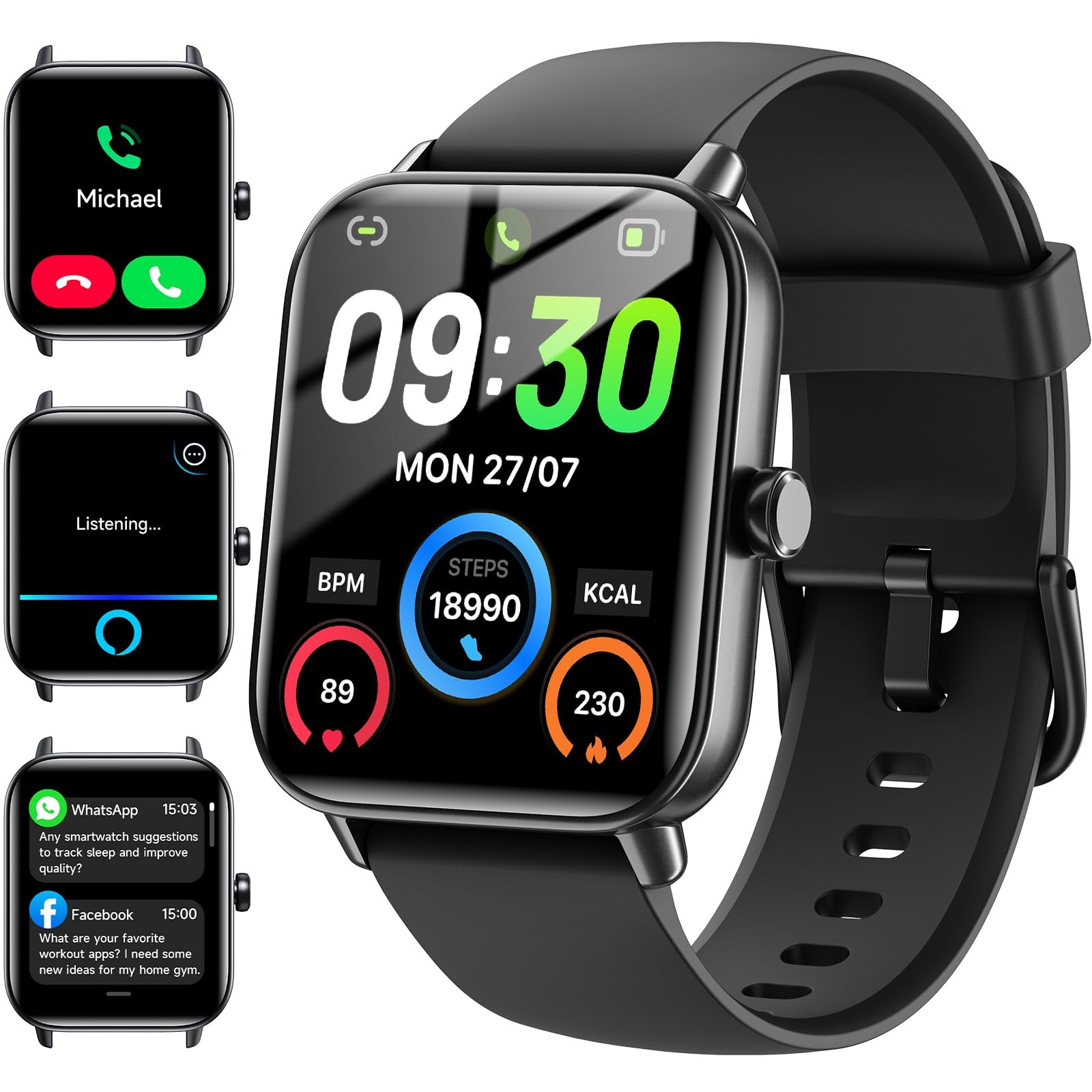 Smart Watches for Men Women Android & iPhone, Alexa Built-in, 1.85