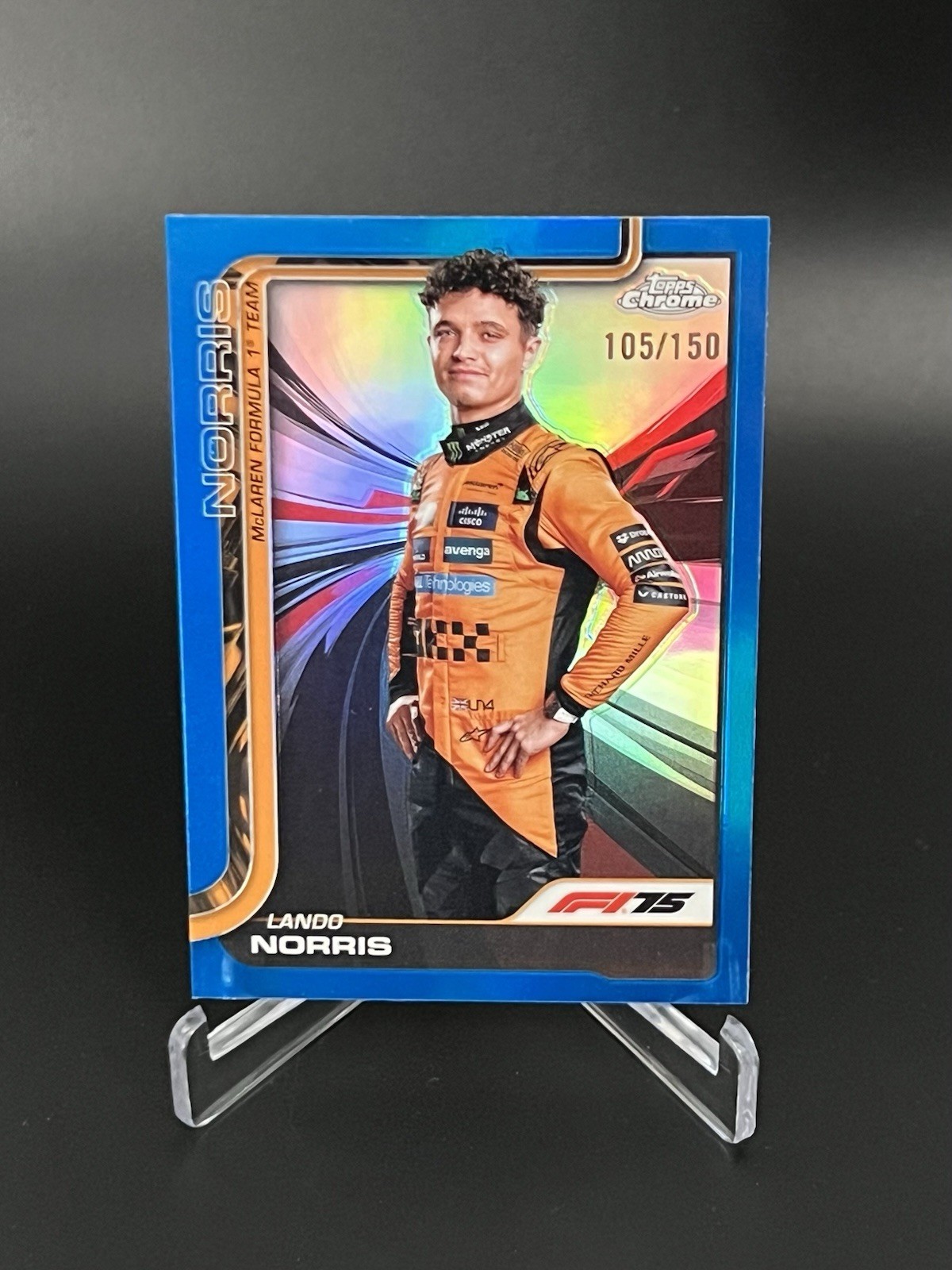 2025 Topps Chrome F1 Formula 1 Lando Norris #5 Portrait Blue Refractor /150