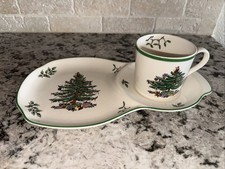 SPODE Christmas Tree Tea  Toast Plate  Mug Santa Cookie Milk Set Retired