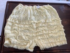 VTG Malco Modes USA Frilly Tier Ruffle Pettipants Yellow Granny Panties Bloomers