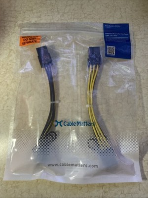 Cable Matters 2 Pack 6 Pin to 8 Pin PCIe Adapter Power Cable BRAND NEW