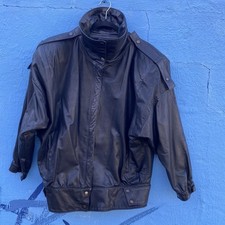 Original Vintage 80  s Black Leather Jacket Super Soft Pockets Medium
