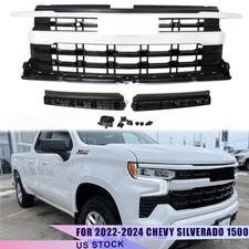 Front Upper Grille Summit White  Black For 2022 2023 2024 Chevy Silverado 1500