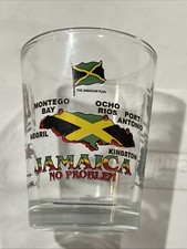 Jamaica Shot Glass, No Problem- National Flower, Fruit,Bird-Montego Bay, Negril