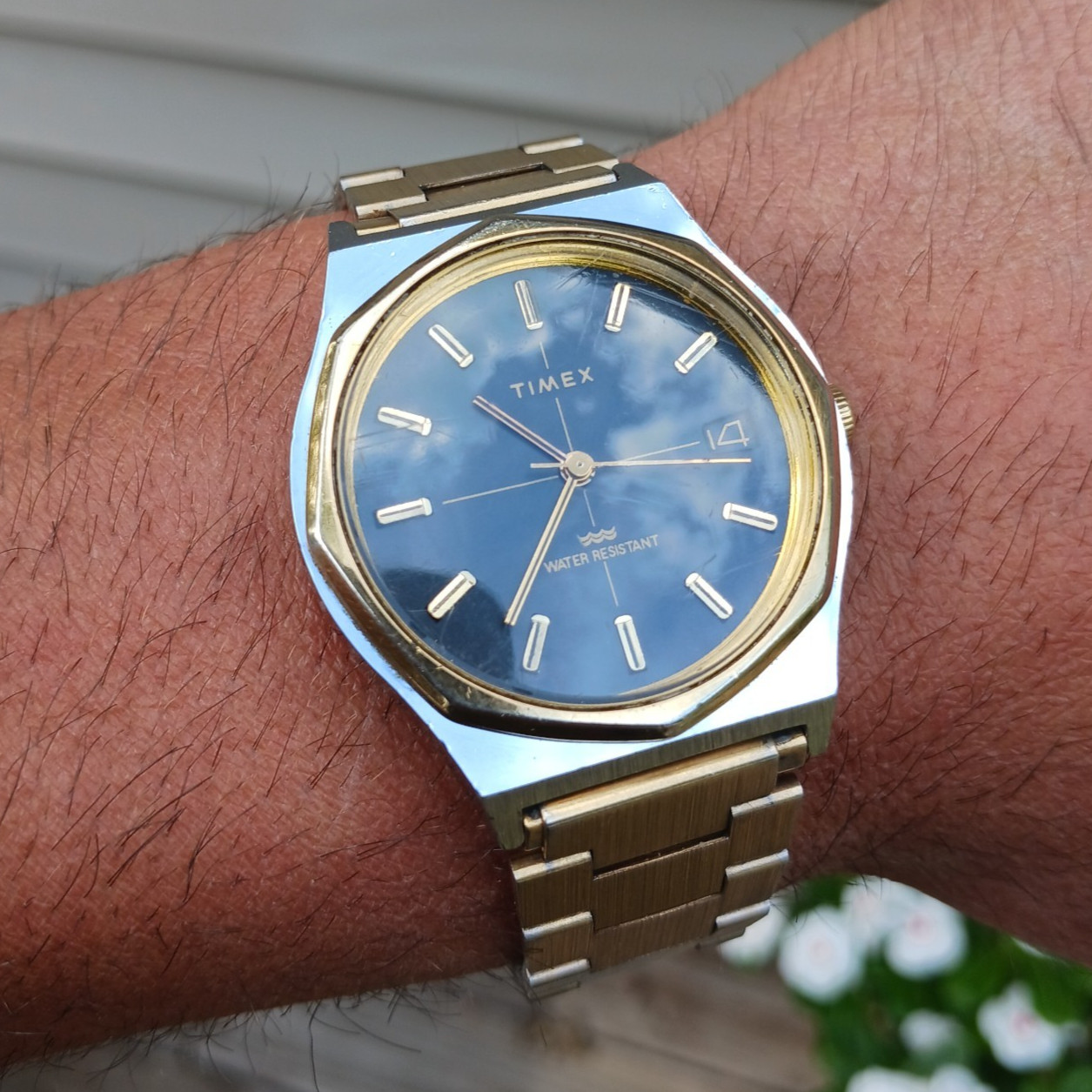 Timex Marlin Royal Oak Two Tone Crosshair Manual Wind Watch Rare Taiwan Vintage