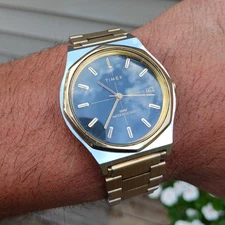 Timex Marlin Royal Oak Two Tone Crosshair Manual Wind Watch Rare Taiwan Vintage