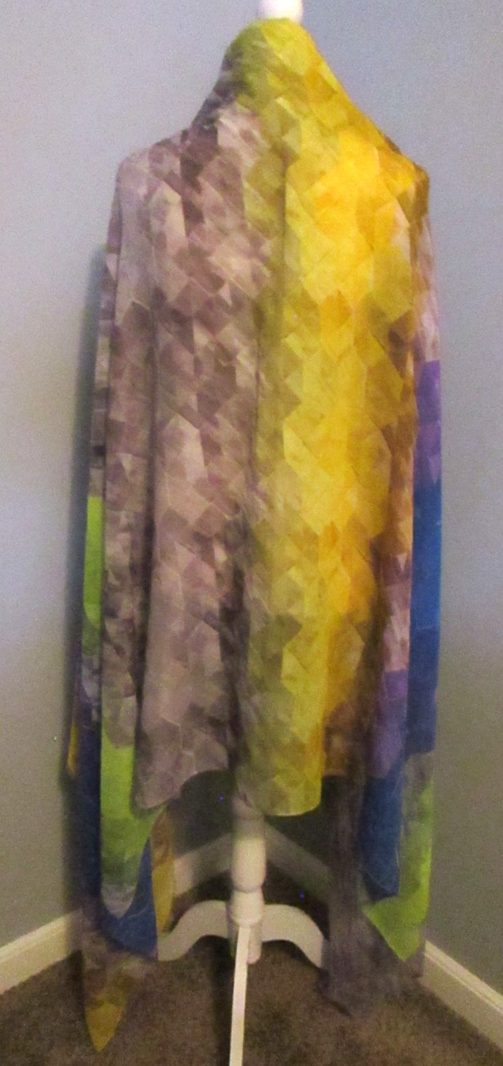 Multicolor Sheer Geometric Pattern Large Rectangu… - image 3