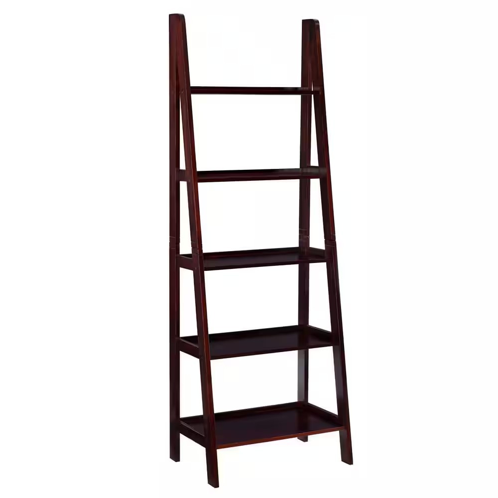 Linon Home Decor Ladder Bookshelf Espresso Open Back Minimal