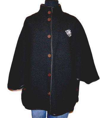 MARK & GRAHAM Dark Midnight Blue Lambswool Blend Knit Cape S/M