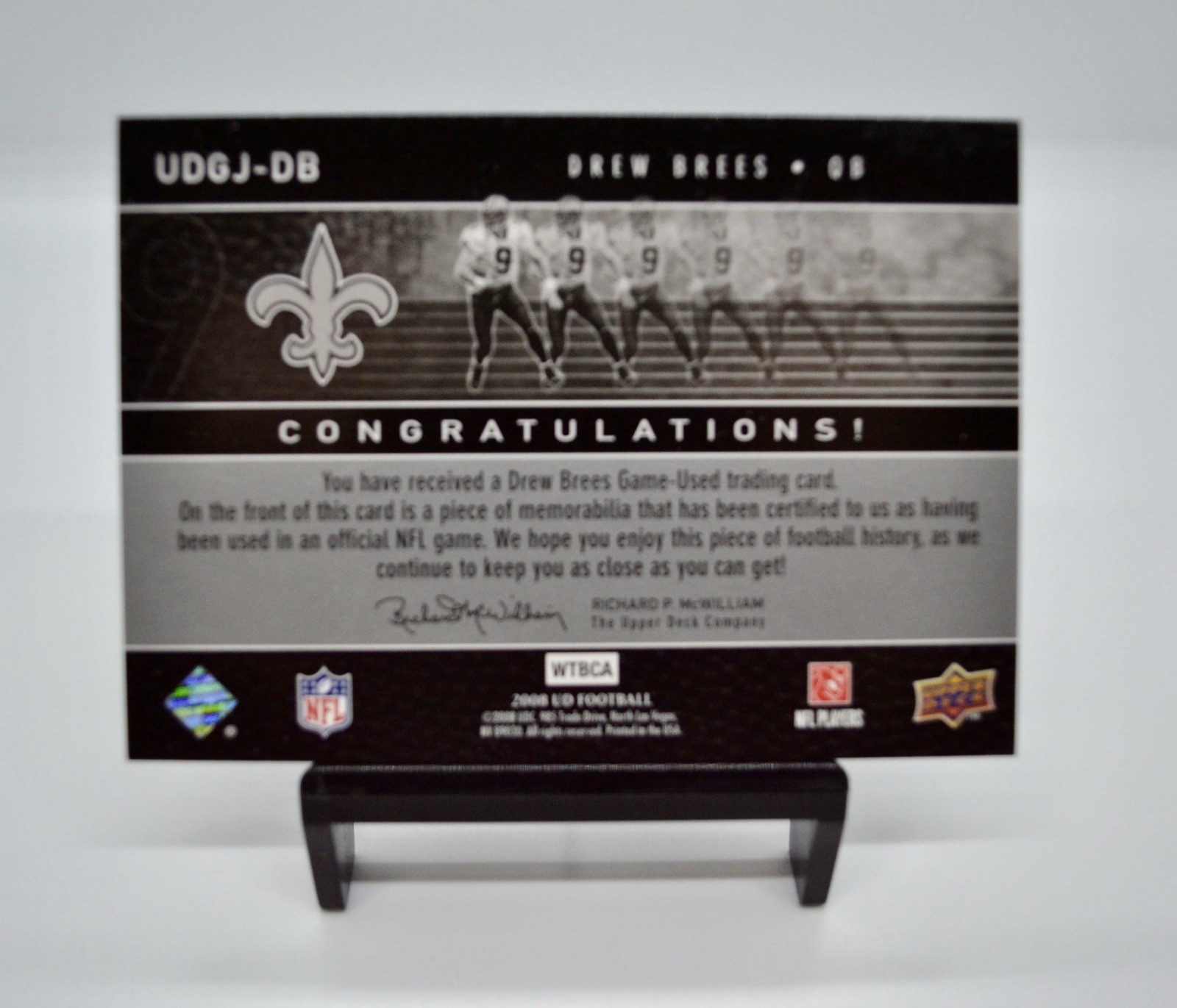 2008 Upper Deck - Ud Game Jersey Patch Drew Brees #UDGJ-DB HOF view 4