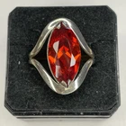 Vintage 925 Sterling Silver Chunky Red Stone Design Ring 7.5 Grams Sz 9.5