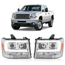 Chrome Led Drl Projector Headlights For Gmc Sierra 1500 2500hd 3500hd 07-2013 14