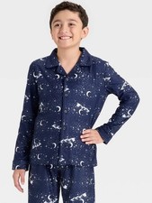 NWT Cat Jack Blue Santa Sleigh Christmas Long Sleeve Flannel Pajama Set 10 12
