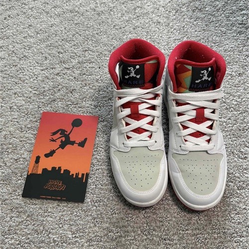 Jordan Air Jordan 1 Mid Hare GS 5.5Y White/Red/Gray Mid Top 719554-123