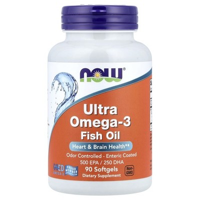 Now Foods Ultra Omega-3 500 EPA 250 DHA 90 Softgels Cholesterol-Free, GMP