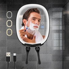 Shaving Mirror for Shower Fogless, Heated Anti-Fog Mirror with 3-Color Dimmab...