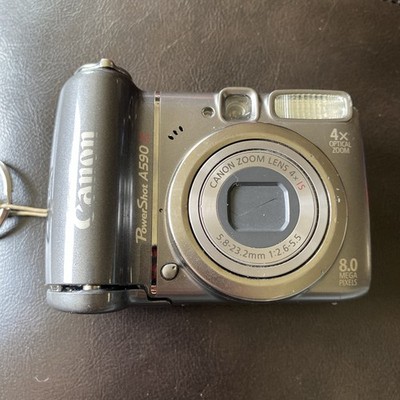 Canon PowerShot A590 IS 8.0mp Compact Digital Camera- TESTED Works