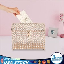 Golden Wedding Card Box For Gift Card Anniversary Money Card Box With Heart Lock